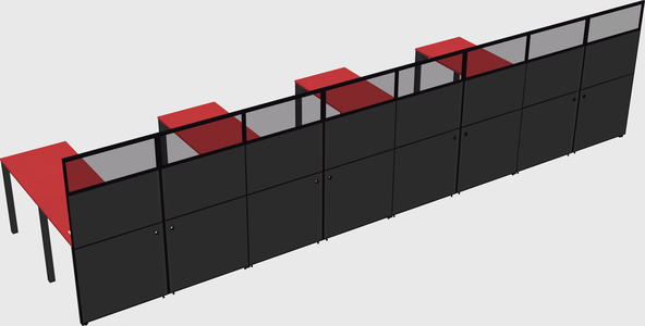 Shared l-shaped cubicle