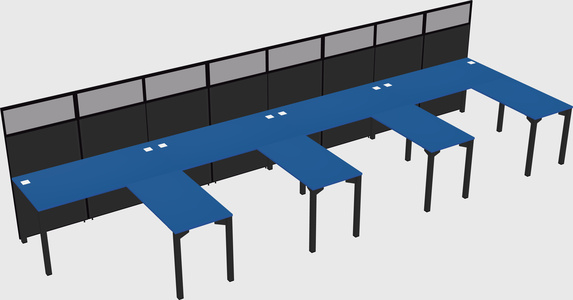 Shared l-shaped cubicle