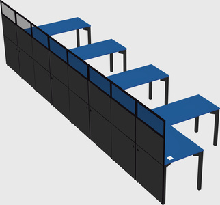 Shared l-shaped cubicle
