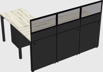 Shared l-shaped cubicle