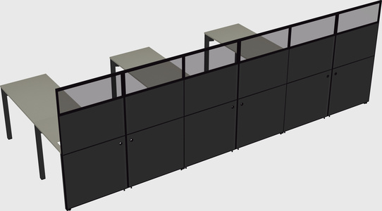 Shared l-shaped cubicle