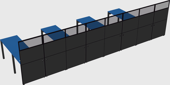 Shared l-shaped cubicle
