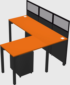 Shared l-shaped cubicle