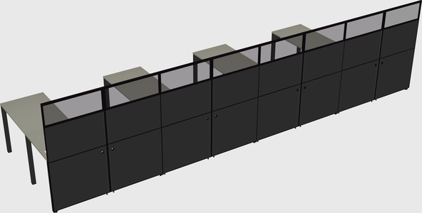 Shared l-shaped cubicle