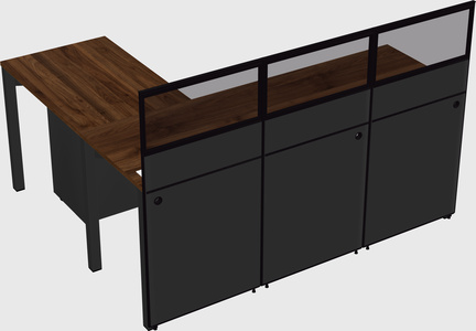 Shared l-shaped cubicle