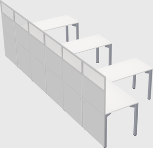 Shared l-shaped cubicle