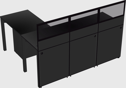Shared l-shaped cubicle
