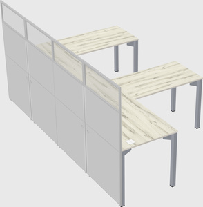 Shared l-shaped cubicle