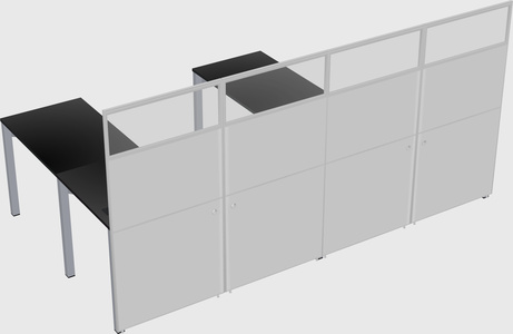 Shared l-shaped cubicle