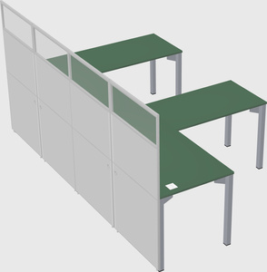 Shared l-shaped cubicle