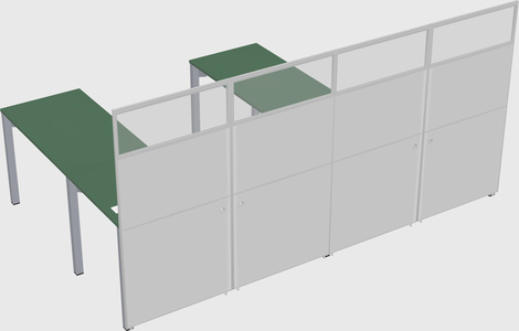 Shared l-shaped cubicle