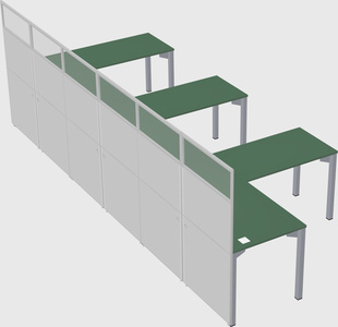 Shared l-shaped cubicle