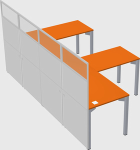 Shared l-shaped cubicle