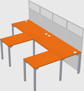 Shared l-shaped cubicle