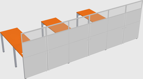 Shared l-shaped cubicle