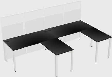 Shared l-shaped cubicle