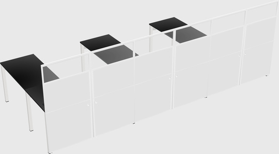 Shared l-shaped cubicle
