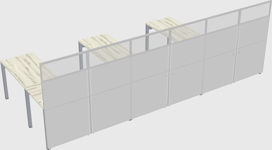 Shared l-shaped cubicle