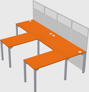 Shared l-shaped cubicle