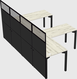 Shared l-shaped cubicle