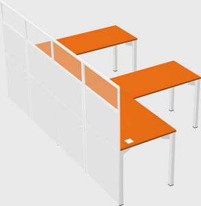 Shared l-shaped cubicle