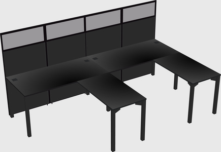 Shared l-shaped cubicle
