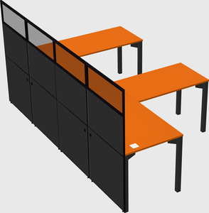 Shared l-shaped cubicle