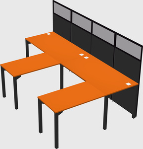 Shared l-shaped cubicle