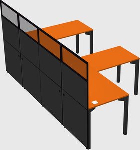 Shared l-shaped cubicle