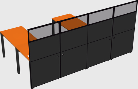 Shared l-shaped cubicle