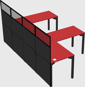 Shared l-shaped cubicle