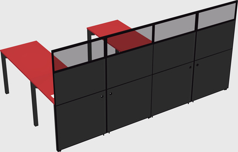 Shared l-shaped cubicle