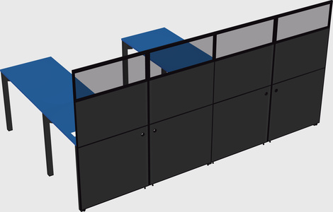 Shared l-shaped cubicle