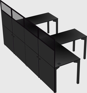 Shared l-shaped cubicle
