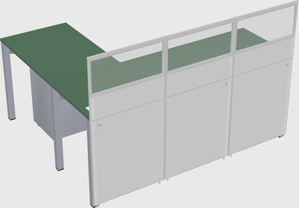 Shared l-shaped cubicle