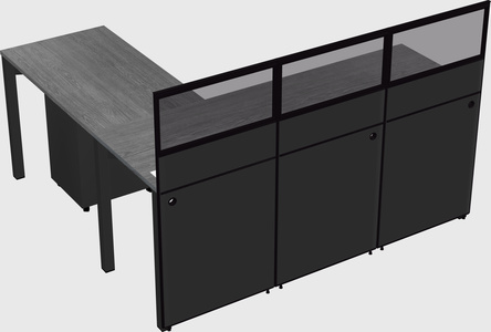 Shared l-shaped cubicle