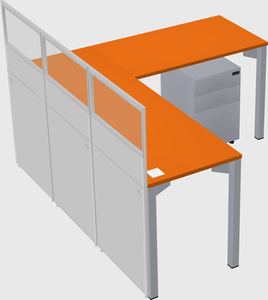 Shared l-shaped cubicle