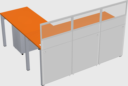 Shared l-shaped cubicle