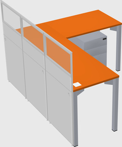 Shared l-shaped cubicle