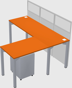 Shared l-shaped cubicle