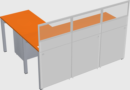 Shared l-shaped cubicle