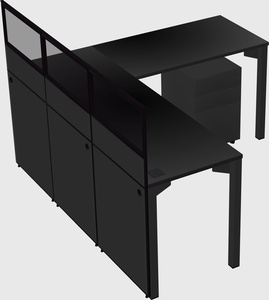 Shared l-shaped cubicle