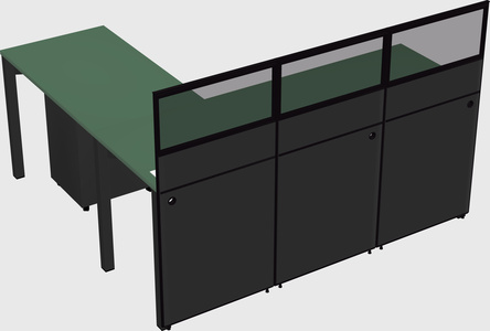 Shared l-shaped cubicle