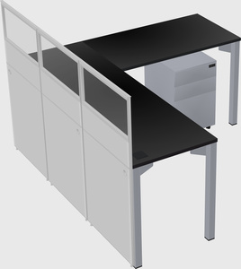 Shared l-shaped cubicle