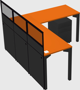 Shared l-shaped cubicle