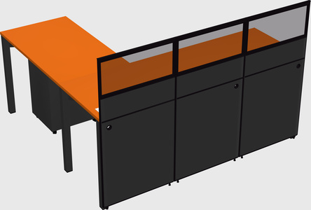 Shared l-shaped cubicle