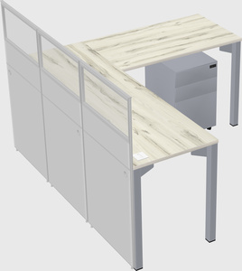 Shared l-shaped cubicle