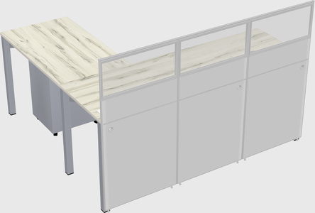 Shared l-shaped cubicle