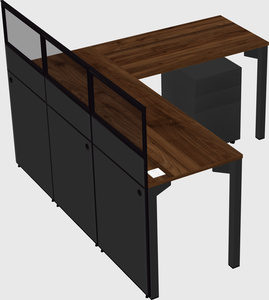 Shared l-shaped cubicle