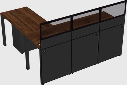 Shared l-shaped cubicle